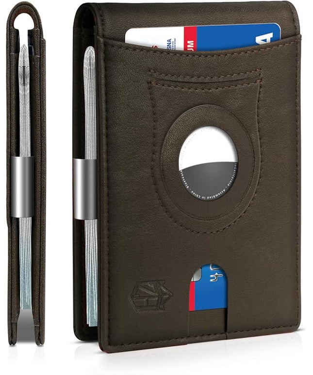 Zitahli Men's Wallets Airtag Holder Slim Rfid Leather with Gift Box