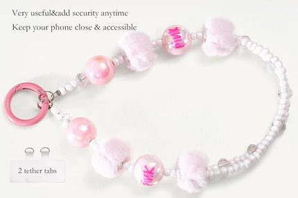 Phone Charms Strap Wrist Chain Bracelet Phone Strap Detachable Anti Theft Anti-Fall Safety Hands-Free(2xPads) Fit Apple&Most Smartphones