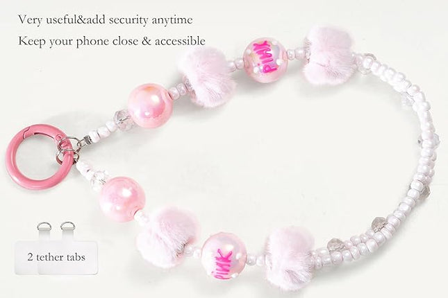 Phone Charms Strap Wrist Chain Bracelet Phone Strap Detachable Anti Theft Anti-Fall Safety Hands-Free(2xPads) Fit Apple&Most Smartphones