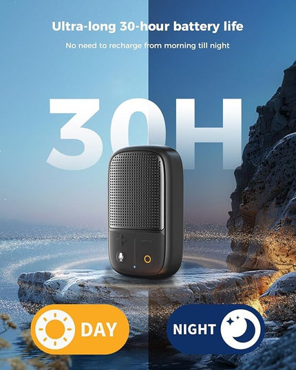 SUPERONE 2026 Upgrade Wearable Bluetooth Speaker with Voice Assistant & Mic, IPX7 Waterproof Clip-on Portable Speaker, TWS Pairing, Up to 30H of Play, Supports Siri/Google/Alexa