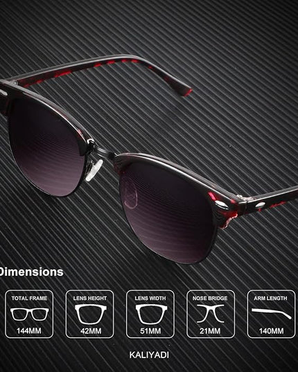 KALIYADI Polarized Sunglasses for Men and Women Semi-Rimless Frame Driving Sun glasses UV Blocking