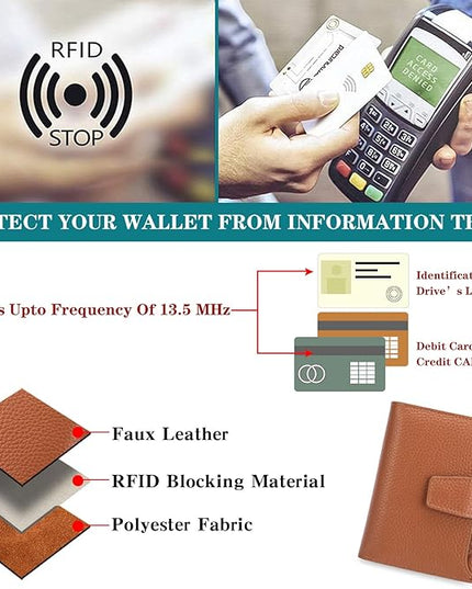 FALAN MULE Small Wallet for Women Leather Bifold Compact RFID Blocking Small Womens Wallet Purse