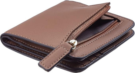 Toughergun Women’s Small Slim Leather Wallet with RFID Protection, Compact Bifold Mini Purse with Clear ID Window