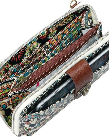 Sakroots Artist Circle Smartphone Crossbody in Coated Canvas, Detachable Wristlet Strap