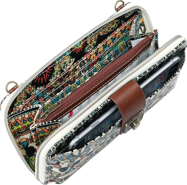 Sakroots Artist Circle Smartphone Crossbody in Coated Canvas, Detachable Wristlet Strap