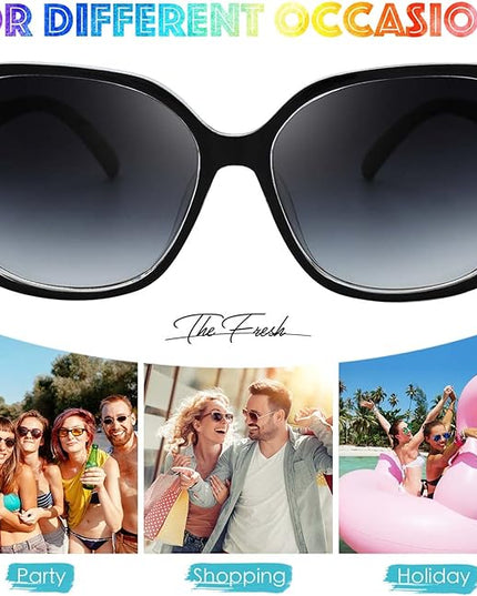 The Fresh Women's Oversized Square Jackie O Cat Eye Hybrid Butterfly Fashion Sunglasses - Exquisite Packaging