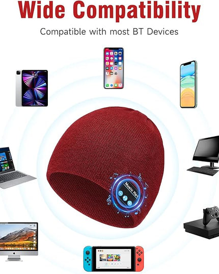 Bluetooth Beanie for Men Women, HD Stereo Sound Beanie with Headphones, Unique Tech Gifts for Men Husband Him Teen