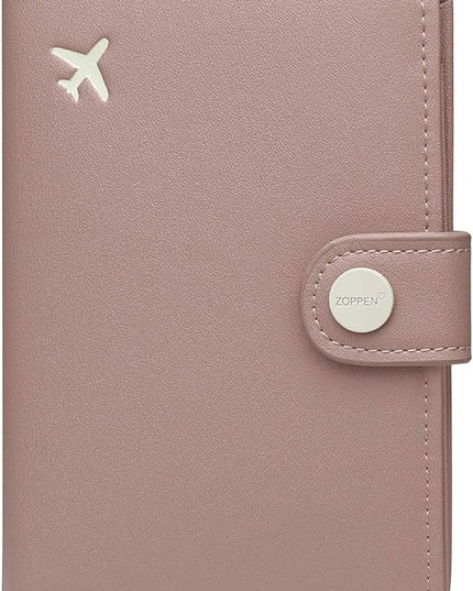 ZOPPEN Passport Holder Women, Passport Cover Travel Wallet Rfid Blocking Passport Wallet Cover Case Travel Essentials Document Organizer, Dusty Pink