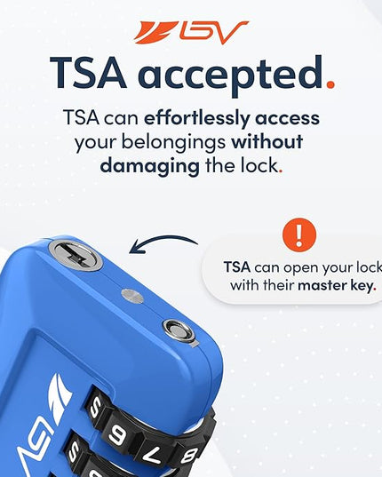 TSA Accpeted Luggage Travel Lock, Set-Your-Own Combination Lock for School Gym Locker, Luggage Suitcase Baggage Locks, Filing Cabinets, Toolbox, Case (Blue, 4 Pack)