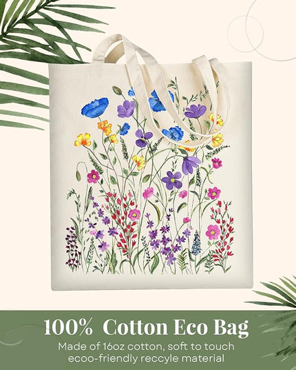 AUSVKAI Canvas Tote Bag for Women, Aesthetic Cute Grocery Grocery Reusable Cotton Gift Bag for Shooping Beach Trendy Gifts