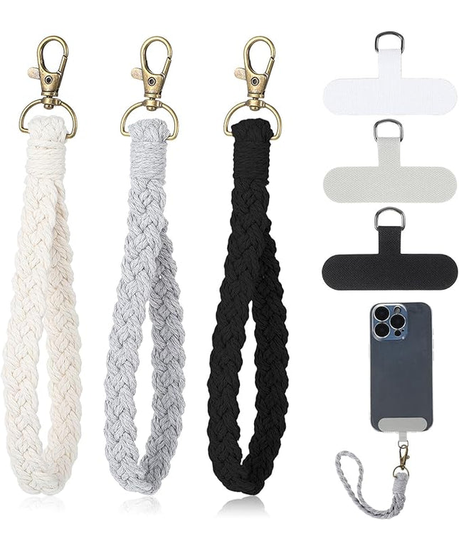 Sibba 3Pcs Phone Wristlet Strap, Cellphone Keychain Wrist Lanyard, Phone Wristlet Anti-Loss Chain with Tether Tab for Phones Case Key