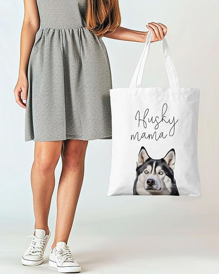 Dog Mama Canvas Tote Bag for Women, Dogs Lover Gift for Dog Mom, Birthday Christmas Cute Rottweiler Gifts For Women.