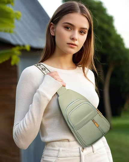 FALAN MULE Crossbody Bags for Women Trendy Leather Sling Chest Bag Fanny Packs for Women