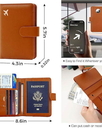 Melsbrinna Premium Leather Passport Holder Covers Case, Waterproof Rfid Blocking Travel Wallet Passport Holder with Pen Holder, Cute Passport Book for Women/Men