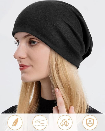 Senker Fashion Slouchy Beanie Hats for Women Men, Chemo Headwear Cotton Beanies Soft Lightweight Chemo Skull Cap Elastic