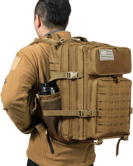 QT&QY 25L/45L Military Tactical Backpack For Men Molle Daypack 3 Day Bug Out Bag Hiking Rucksack With Bottle Holder