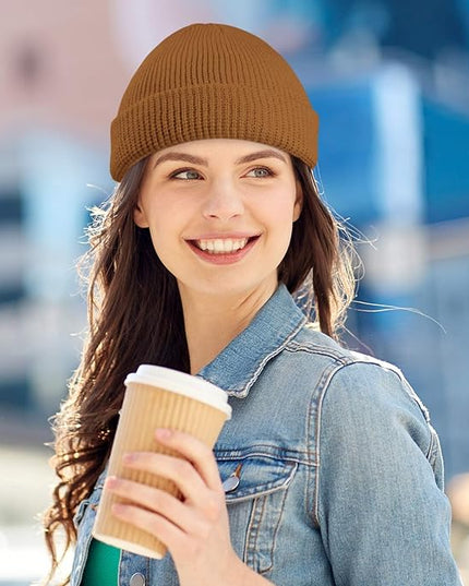 Geyoga 12 Pcs Trawler Beanie Hats for Men Fisherman Roll up Short Cuff Knit Beanie Bulk Winter Watch Cap for Men Women