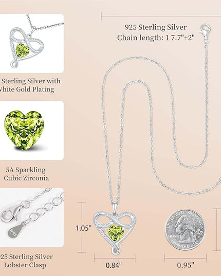 925 Sterling Silver Infinity Necklace - Exquisite Silver Jewelry for Women, Love Heart Necklace for Birthday, Anniversary, Valentine’s Day - Ideal Gift for Girlfriend, Wife, Mom, or Her