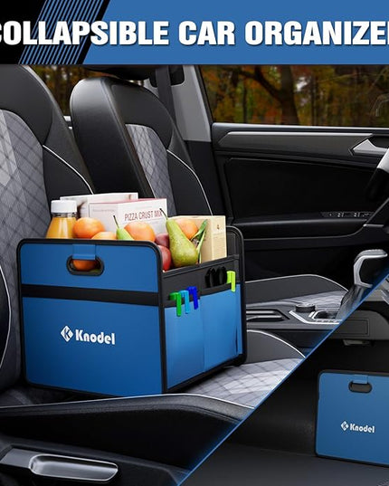K KNODEL Car Trunk Organizer, Foldable Organizer for Car, Automotive Consoles & Organizers, Storage with Reinforced Handles (Small, Blue)