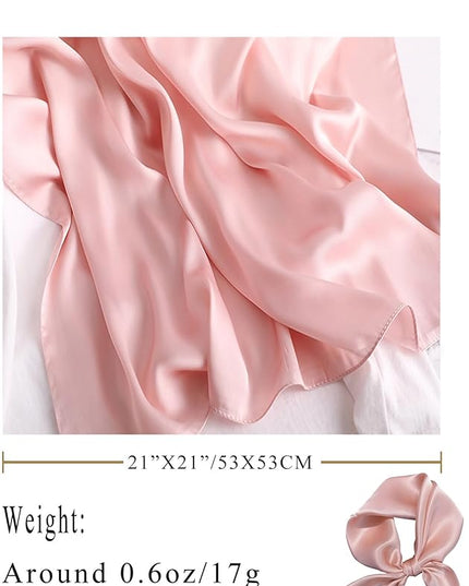 100% Mulberry Silk Scarf for Women Hair Lightweight Square Neckerchief Wrap For Head Scarves 21"