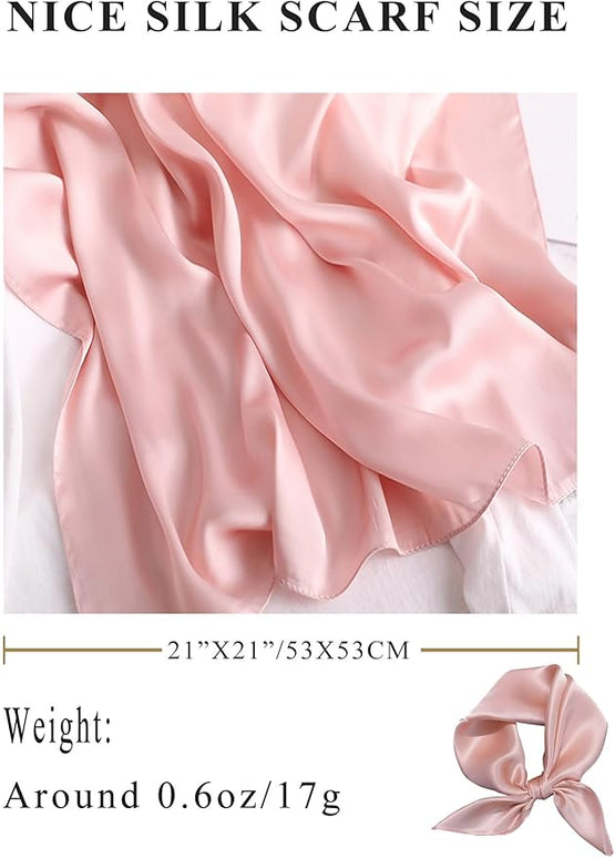 100% Mulberry Silk Scarf for Women Hair Lightweight Square Neckerchief Wrap For Head Scarves 21"