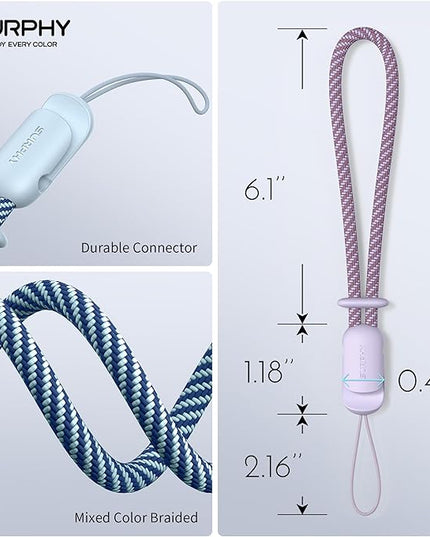 SURPHY 2 Pack Phone Lanyard for Cellphone Case, Phone Wrist Strap for Case, Cellphone Strap with 2-Color Braided, Charm Wrist Lanyard for Women, Cellphone Wrist Lanyard for Women, Lilac & Cloud Blue