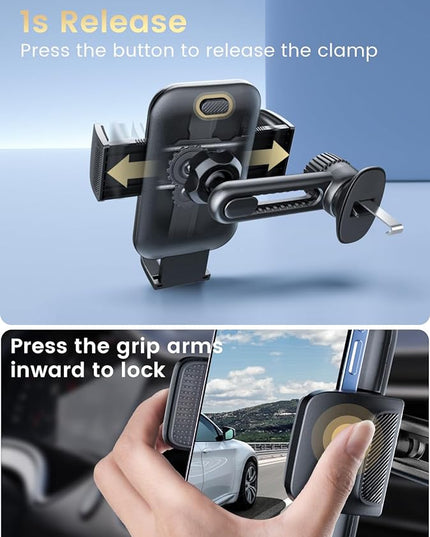 Phone Holders for Your Car: [Never Blocking] Air Vent Cell Phones Mount for iPhone 17 Pro Max & Samsung Android Smartphone [Thick Cases Friendly] Hands-Free Auto Mobile Phone Stand