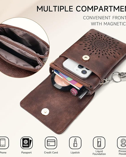 APHISON Small Crossbody Bags for Women Trendy, Leather Phone Wallet Purses Handbags Card Slots with Adjustable Strap