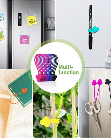 Reusable Magnetic Cable Organizer Twist Ties,24Pcs Cord Management Organizer Travel For Bundling And Organizing Cables Bookmark Fridge Magnet Silicone Cord Winder Magnetic Cable Clips 8 Color