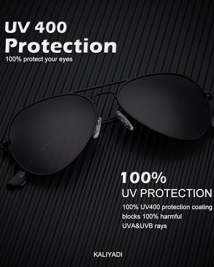KALIYADI Classic Aviator Sunglasses for Men Women Driving Sun glasses Polarized Lens UV Blocking