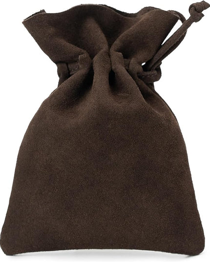 Medieval Drawstring Coin Pouch Bag, Leather Coin Pouch，Renaissance Drawstring Pouch Dice Bag, Small Coin Purse for Women/Men, Brown Swayze Suede