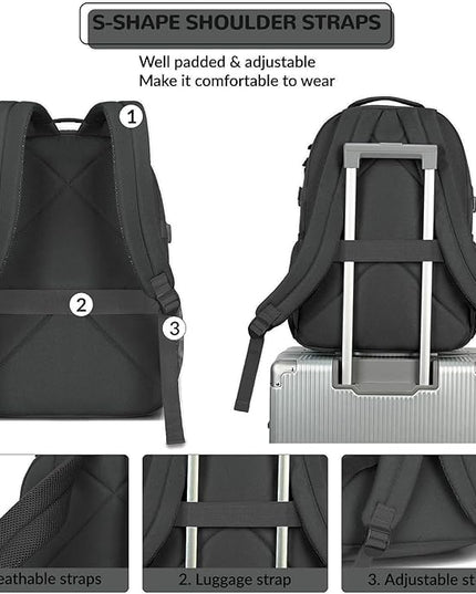 Lohol Water Resistant Daypack with Mulitiple Pockets for School Travel Outdoor College, 15.6 inch Laptop Backpack for Men and Women (Black)