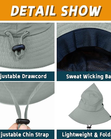 Sun Hats for Men Women Fishing Hat UPF 50+ Quick Dry Foldable Bucket Hat Adjustable Safari Hat for Beach Hiking