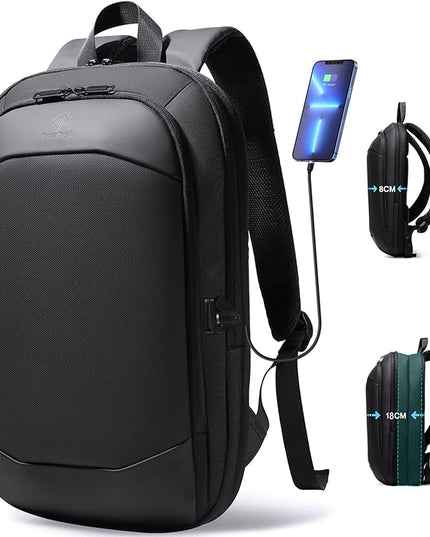 Business Backpack for Men 17 Inch,Slim & Expandable Waterproof Travel Laptop Backpack with USB Charger Port,Anti-Theft Lightweight Large Work Computer Bag,College Laptop Backpacks Gifts for Men Women