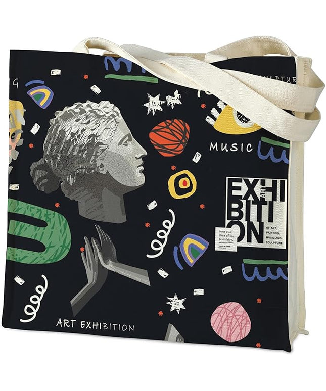AUSVKAI Canvas Tote Bag Aesthetic for Women, Cute Reusable Bags with Pockets & Snaps for Beach Shopping College Gym Grocery