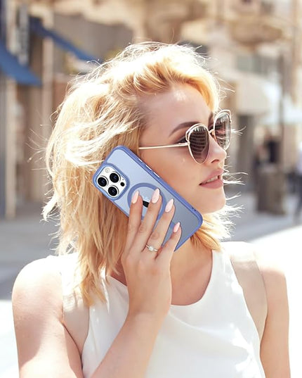 Hython Case for iPhone 16 Pro Case Magnetic Translucent Matte Phone Cases 6.3" [Compatible with MagSafe] Thin Slim Fit Shockproof Bumper Hard Protective Cover for Women Men Girls, Light Blue