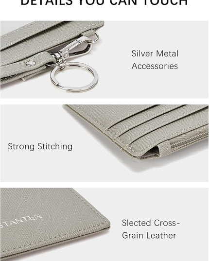 BOSTANTEN Small Wallet For Women RFID Leather Credit Card Holder Slim Wristlet Keychain Wallet With Zipper Pocket