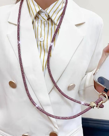Crystal Phone Lanyard for Women Sparkling Crossbody Phone Strap with Full Rhinestone Bling Anti-Theft Phone Strap