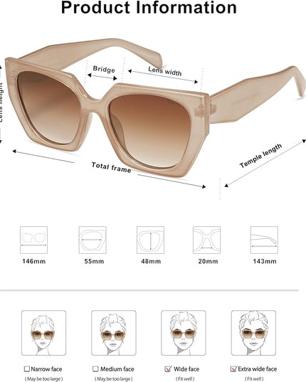 SOJOS Large Oversized Polarized Sunglasses for Women, Big Designer Womens Trendy Square Shades SJ2205