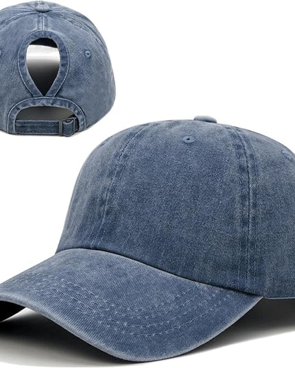 YeeHeen Ponytail Baseball Cap for Women High Messy Bun Caps Washed Cotton Hats