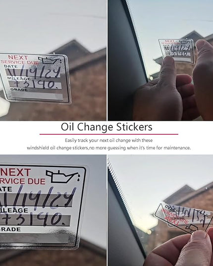 Oil Change Stickers，150pcs 2x2 inch Oil Change Stickers for windscreen - Easy to use and Remove(red)