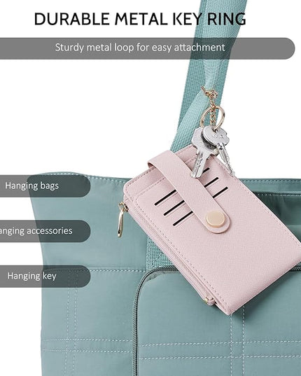 POIUGOYA Slim Wallet for Women,RFID Blocking Bifold Credit Card Holder with Zipper Coin Pocket,ID Window,Keychain