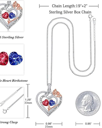 Iefil Christmas Gifts for Wife Women - 925 Sterling Silver Double Birthstone Necklace, Anniversary Birthday Gifts for Women, Jewelry Gift for Wife Girlfriend Mom Her