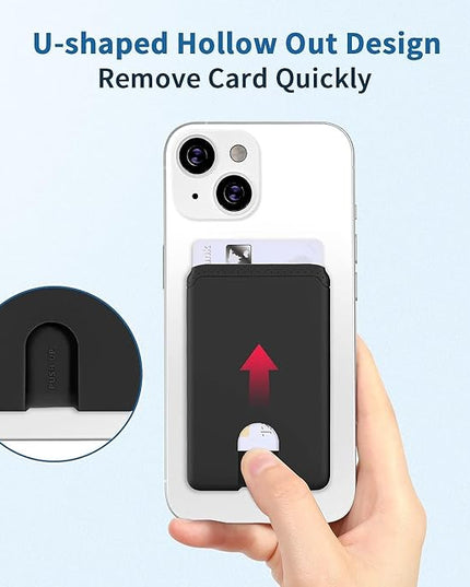 Senose 4 Pack Phone Card Holder - Stick On Credit ID Card Pouch Sleeve for Back of Phones 4.7 Inch and Above