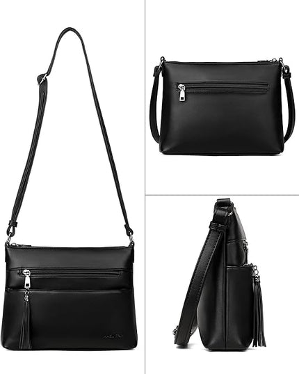 MASINTOR Crossbody Bags for Women, Lightweight Medium Crossbody Purse, Soft Leather Women's Shoulder Handbags with Tassel
