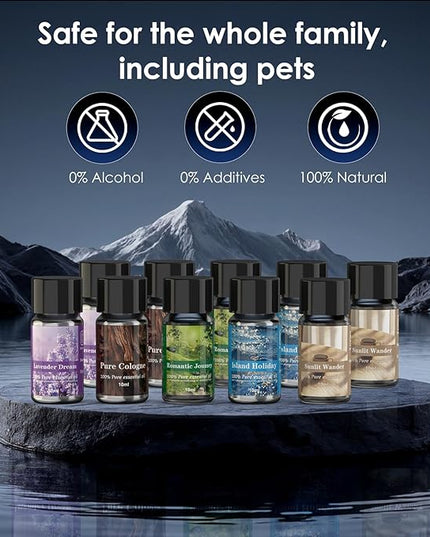 Car Air Freshener Refill, Car Air Freshener Vent Clip Special Refill, 5 Scents, 10 Bottles (Excluding Machine)