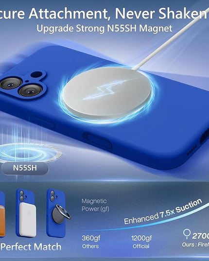 FireNova Magnetic for iPhone 17 Case, Compatible with MagSafe, [Integrated Silicone Camera Control Button] [Camera Protection] Anti-Scratch Microfiber Lining Phone Case, 6.3", Klein Blue