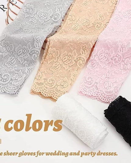 Women's Short Lace Gloves Fingerless for Driving Wedding Wrist Length Bridal Prom Gloves