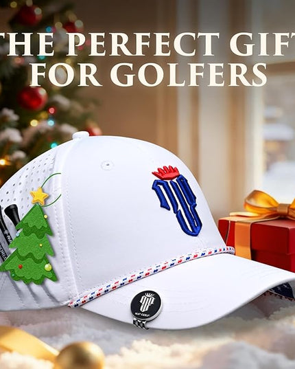 NJF Golf™ Hat Men - Breathable Mens Golf Hats, Adjustable Rope Snapback Cap, Convenient Cap with Tee Holder