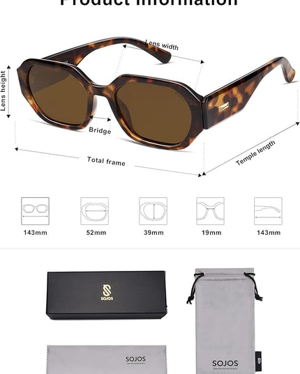 SOJOS Polarized Sunglasses For Women Retro Rectangle Womens Sun Glasses Trendy Narrow Square 90s Shades SJ2232